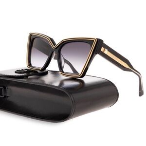 New! Valentino V Grace VLS 126A, Black and Gold Sunglasses, Authentic
